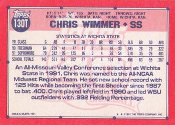 1991 Topps Traded #130T Chris Wimmer Back