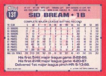 1991 Topps Traded #13T Sid Bream Back