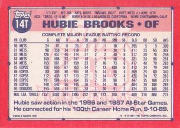 1991 Topps Traded #14T Hubie Brooks Back