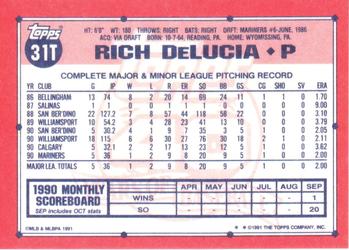 1991 Topps Traded #31T Rich DeLucia Back