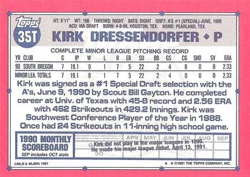 1991 Topps Traded #35T Kirk Dressendorfer Back