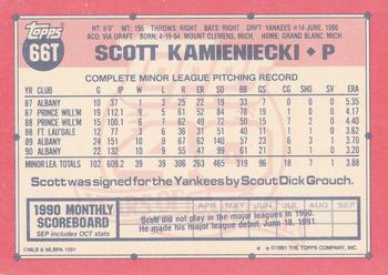 1991 Topps Traded #66T Scott Kamieniecki Back
