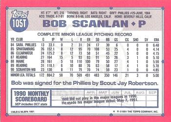1991 Topps Traded #105T Bob Scanlan Back
