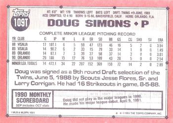 1991 Topps Traded #109T Doug Simons Back