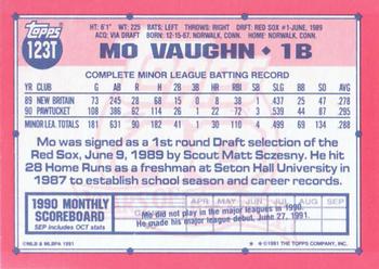 1991 Topps Traded #123T Mo Vaughn Back