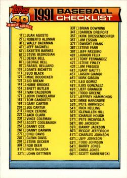 1991 Topps Traded #132T Checklist: 1T-132T Front