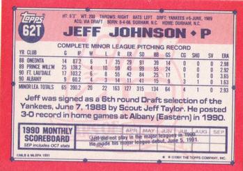 1991 Topps Traded #62T Jeff Johnson Back