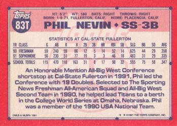 1991 Topps Traded #83T Phil Nevin Back