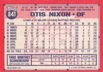 1991 Topps Traded #84T Otis Nixon Back