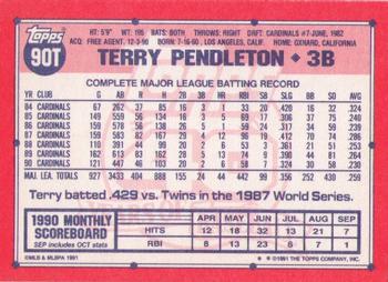 1991 Topps Traded #90T Terry Pendleton Back