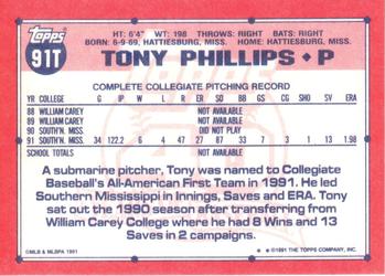 1991 Topps Traded #91T Tony Phillips Back