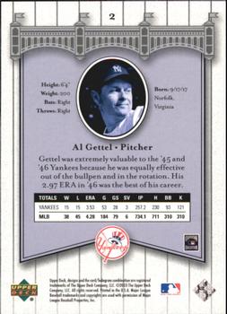 2003 Upper Deck Yankees Signature Series #2 Al Gettel Back