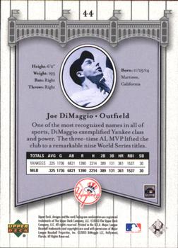 2003 Upper Deck Yankees Signature Series #44 Joe DiMaggio Back