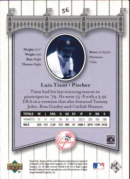 2003 Upper Deck Yankees Signature Series #56 Luis Tiant Back