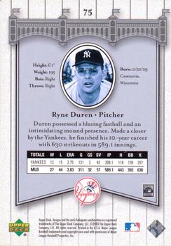 2003 Upper Deck Yankees Signature Series #75 Ryne Duren Back