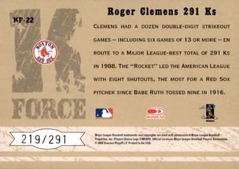 2004 Leaf Certified Cuts - K-Force #KF-22 Roger Clemens Back