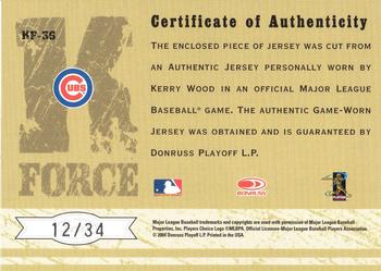 2004 Leaf Certified Cuts - K-Force Signature Material #KF-36 Kerry Wood Back
