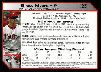 2004 Bowman #123 Brett Myers Back