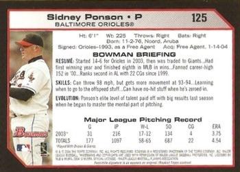 2004 Bowman #125 Sidney Ponson Back