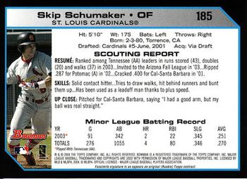 2004 Bowman #185 Skip Schumaker Back