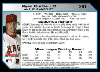 2004 Bowman #261 Ryan Budde Back