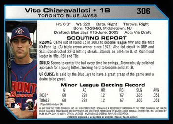 2004 Bowman #306 Vito Chiaravalloti Back