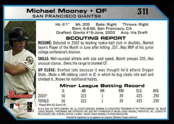 2004 Bowman #311 Michael Mooney Back