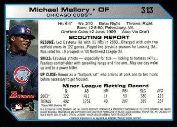 2004 Bowman #313 Michael Mallory Back