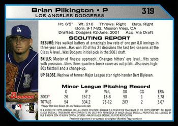 2004 Bowman #319 Brian Pilkington Back