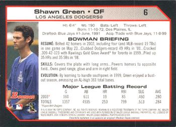 2004 Bowman #6 Shawn Green Back