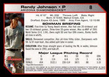 2004 Bowman #8 Randy Johnson Back