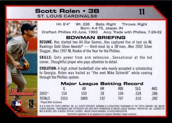 2004 Bowman #11 Scott Rolen Back