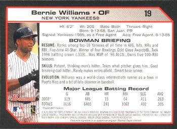 2004 Bowman #19 Bernie Williams Back