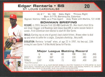 2004 Bowman #20 Edgar Renteria Back