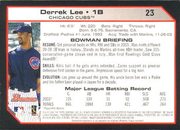 2004 Bowman #23 Derrek Lee Back