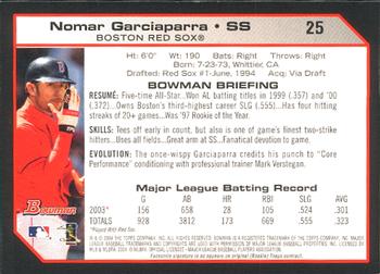 2004 Bowman #25 Nomar Garciaparra Back
