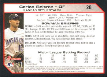 2004 Bowman #28 Carlos Beltran Back