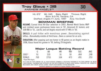 2004 Bowman #30 Troy Glaus Back