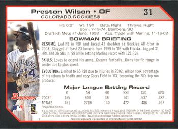 2004 Bowman #31 Preston Wilson Back