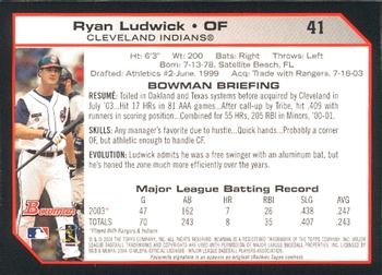 2004 Bowman #41 Ryan Ludwick Back