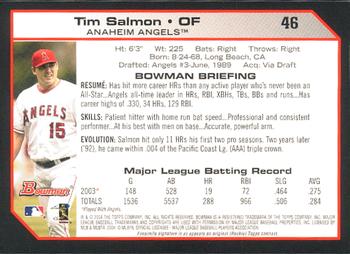 2004 Bowman #46 Tim Salmon Back