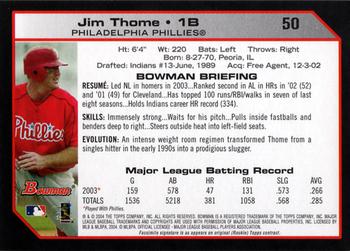 2004 Bowman #50 Jim Thome Back