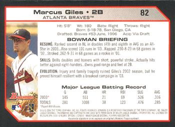 2004 Bowman #82 Marcus Giles Back