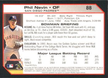 2004 Bowman #88 Phil Nevin Back