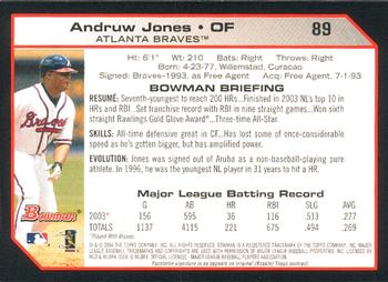 2004 Bowman #89 Andruw Jones Back