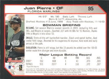 2004 Bowman #95 Juan Pierre Back