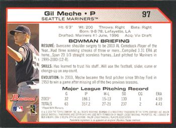 2004 Bowman #97 Gil Meche Back