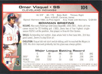 2004 Bowman #104 Omar Vizquel Back