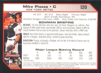 2004 Bowman #120 Mike Piazza Back