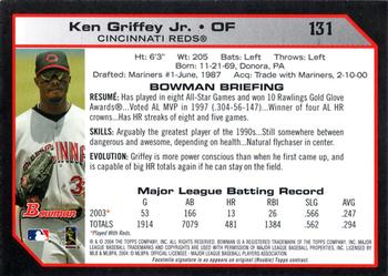 2004 Bowman #131 Ken Griffey Jr. Back